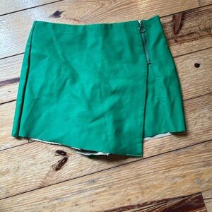 Emerald Green Wrap Mini Skort Pleather